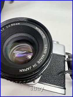 VINTAGE Minolta SRT 201 35mm Film SLR Camera with 50mm f1.7 MD Lens & Manual, Case