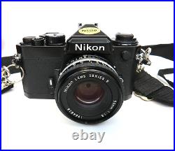 VINTAGE NIKON FE BLACK BODY SLR 35mm FILM CAMERA + 50mm 1 1.8 SERIES E LENS