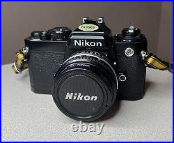 VINTAGE Nikon FE Black 35mm SLR Camera Ai 50mm F1.8 Series E Lens JAPAN Untested