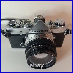 VINTAGE Olympus OM-1N Silver Film Camera + F. Zuiko AUTO-S 5. 0mm Japan WORKS