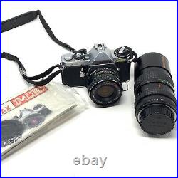 VINTAGE Pentax ME SLR 35mm Camera with28mm & 200mm Lenses & Case FILM TESTED