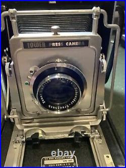 VINTAGE TOWER PRESS CAMERA 2.25X3.25 WITH RANGEFINDER and 105mm LENS