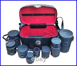 VTG Asahi TAKUMAR Camera Lens Set 2.5/135, 1.4/50, 4/45125 + Leather Carry Case