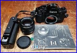 (VTG) Canon A-1 Camera with Canon FD 50mm 1.4 Lens + Canon Power Winder A + Manual