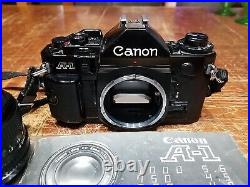 (VTG) Canon A-1 Camera with Canon FD 50mm 1.4 Lens + Canon Power Winder A + Manual