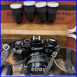 VTG Canon AE-1 Program 35mm Film Manual Camera With 50mm Lense, Flash & Case