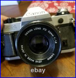 VTG Canon AE-1 Program 35mm Film camera withFD 50mm 11.8 lens 1984 Olympic Games