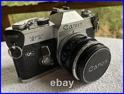 VTG Canon Camera FT QL 35mm SLR 50mm Lens Extra Lens BUNDLE Case Japan Untested