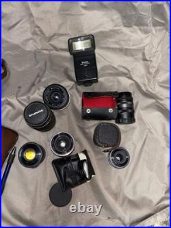 Various Vintage Camera Lenses And Flashes VIVITAR OLYPMUS SAMIGON