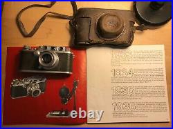 Vintage 1935 35 mm leica camera condition 60/80 comes with original leather case
