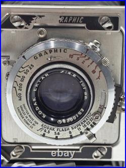 Vintage 1947 Graflex Crown Graphic 2x3 Camera Kodak Ektar 101mm f/4.5 Kalart