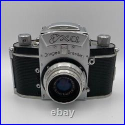 Vintage 1950s German Exa Jhagee Dresden 35mm Camera Meritar 129 Lens withcase