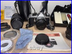 Vintage 35 MM Manual Focus Kit Tokina Lens Strap Bag Pentax ME Super Camera