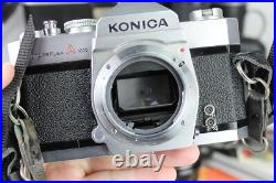 Vintage 35mm camera lot Konica Autoreflex A 1000 Vivitar lens bag manual flash