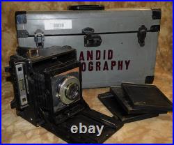 Vintage 4x5 Graflex camera with No. 32 Kodak Lens, Holders & Case