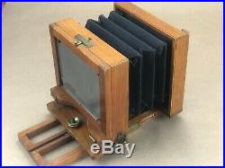 Vintage 4x5 Wooden Tailboard Camera withBrass Lens-Collectible