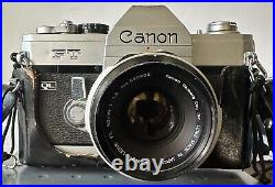 Vintage 60s Canon FT QL 35mm SLR Film Camera with50mm 1.8 Lens & Case Strap