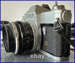 Vintage 60s Canon FT QL 35mm SLR Film Camera with50mm 1.8 Lens & Case Strap