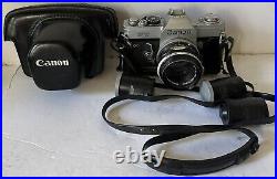 Vintage 60s Canon FT QL 35mm SLR Film Camera with50mm 1.8 Lens & Case Strap