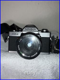 Vintage 70s Minolta XG-A 35mm SLR Film Camera With MD 50mm 12 Lens With Extras