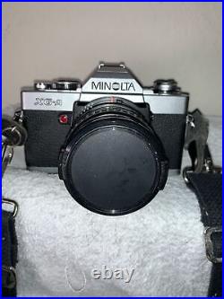 Vintage 70s Minolta XG-A 35mm SLR Film Camera With MD 50mm 12 Lens With Extras