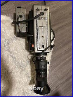 Vintage 80s video camera recorder with lens