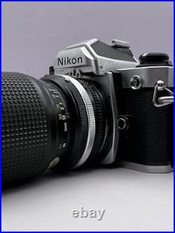 Vintage ALL NIKON PACKAGE -FM2 35mm Camera-Zoom Nikkor 35-105mm Lens-MD-12 Motor
