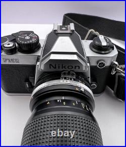 Vintage ALL NIKON PACKAGE -FM2 35mm Camera-Zoom Nikkor 35-105mm Lens-MD-12 Motor