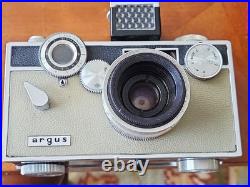 Vintage Argus C3 Camera (2) Brick 35mm /Light Meter + Soligor 135mm Lens + Cases