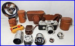 Vintage Argus C44 35mm Film Camera with Leather Case Accessories Lenses Large Lot