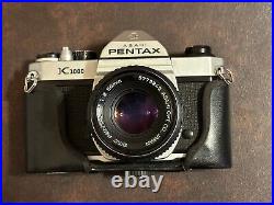 Vintage Asahi Pentax K1000 35mm Camera w 50mm SMC Lens Leather Case FILM TESTED