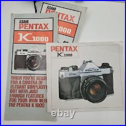 Vintage Asahi Pentax K1000 35mm SLR Film Camera 50mm PK Mount Manual Focus Lens