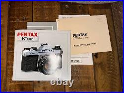 Vintage Asahi Pentax K1000 camera. With Lens Cap, Battery, Flash Bundle Lot