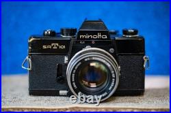 Vintage BLACK Minolta SRT-101 Camera, 50mm ROKKOR-PF lens Film tested & Working