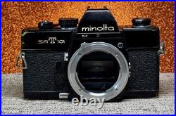 Vintage BLACK Minolta SRT-101 Camera, 50mm ROKKOR-PF lens Film tested & Working