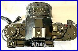 Vintage Black Canon A-1 SLR 35mm Camera FD 50mm Lens with Canon Data Back A & F