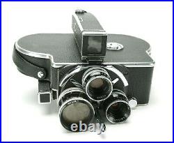 Vintage Bolex Paillard H-16 Supreme 16mm Camera 1954 With 3 Switar Lenses. Works