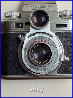 Vintage Bolsey C22 TLR Camera Wollensak Lens with Case Meter Filters