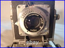 Vintage Busch Pressman Model C Folding Camera w Graflex Trioptar 103mm f4.5 Lens