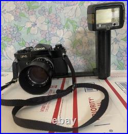 Vintage CANON F-1 SLR Film Camera with FD 50mm F1.4 SSC Lens + Accessories GREAT