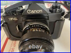Vintage CANON F-1 SLR Film Camera with FD 50mm F1.4 SSC Lens + Accessories GREAT