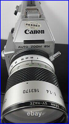 Vintage CANON Super 8 Auto Zoom 814 Original Case & Vivitar ND 2x Lens & Extras