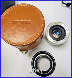Vintage Camera Lens Pouch Soligor Nikon Miranda Argus 50mm f2.8 AGFA 30mm Hood
