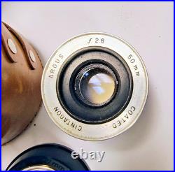 Vintage Camera Lens Pouch Soligor Nikon Miranda Argus 50mm f2.8 AGFA 30mm Hood