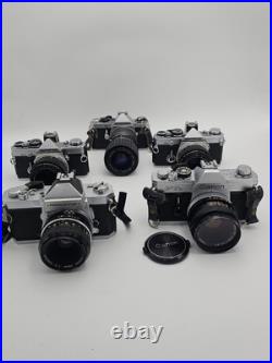 Vintage Camera Lot 5pc CANON FTB NIKON NIKKORMAT OLYMPUS OM2 PENTAX ME SUPER