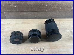 Vintage Camera Lot Of 3 Lenses Minolta Rokkor-x 50mm Soligor 35-200mm CPC 28mm