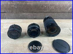 Vintage Camera Lot Of 3 Lenses Minolta Rokkor-x 50mm Soligor 35-200mm CPC 28mm