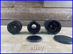 Vintage Camera Lot Of 3 Lenses Minolta Rokkor-x 50mm Soligor 35-200mm CPC 28mm