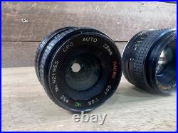 Vintage Camera Lot Of 3 Lenses Minolta Rokkor-x 50mm Soligor 35-200mm CPC 28mm
