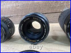 Vintage Camera Lot Of 3 Lenses Minolta Rokkor-x 50mm Soligor 35-200mm CPC 28mm